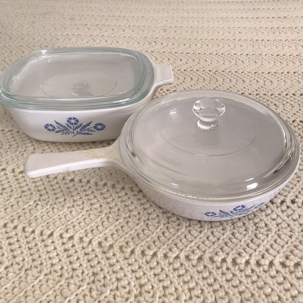 Corning Ware Blue Cornflower Lot Small Casserole 1L + Saucepan P-82-B Lid